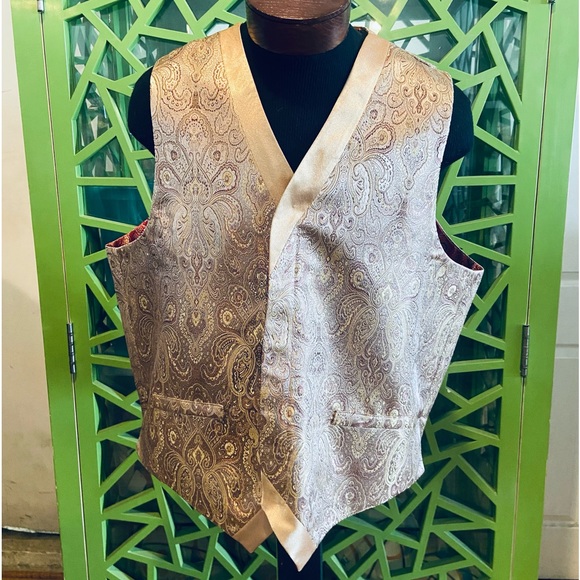 NEW! Beautiful Asian Paisley Print Fully REVERSIBLE Satin Vest - 2xl - Picture 7 of 7